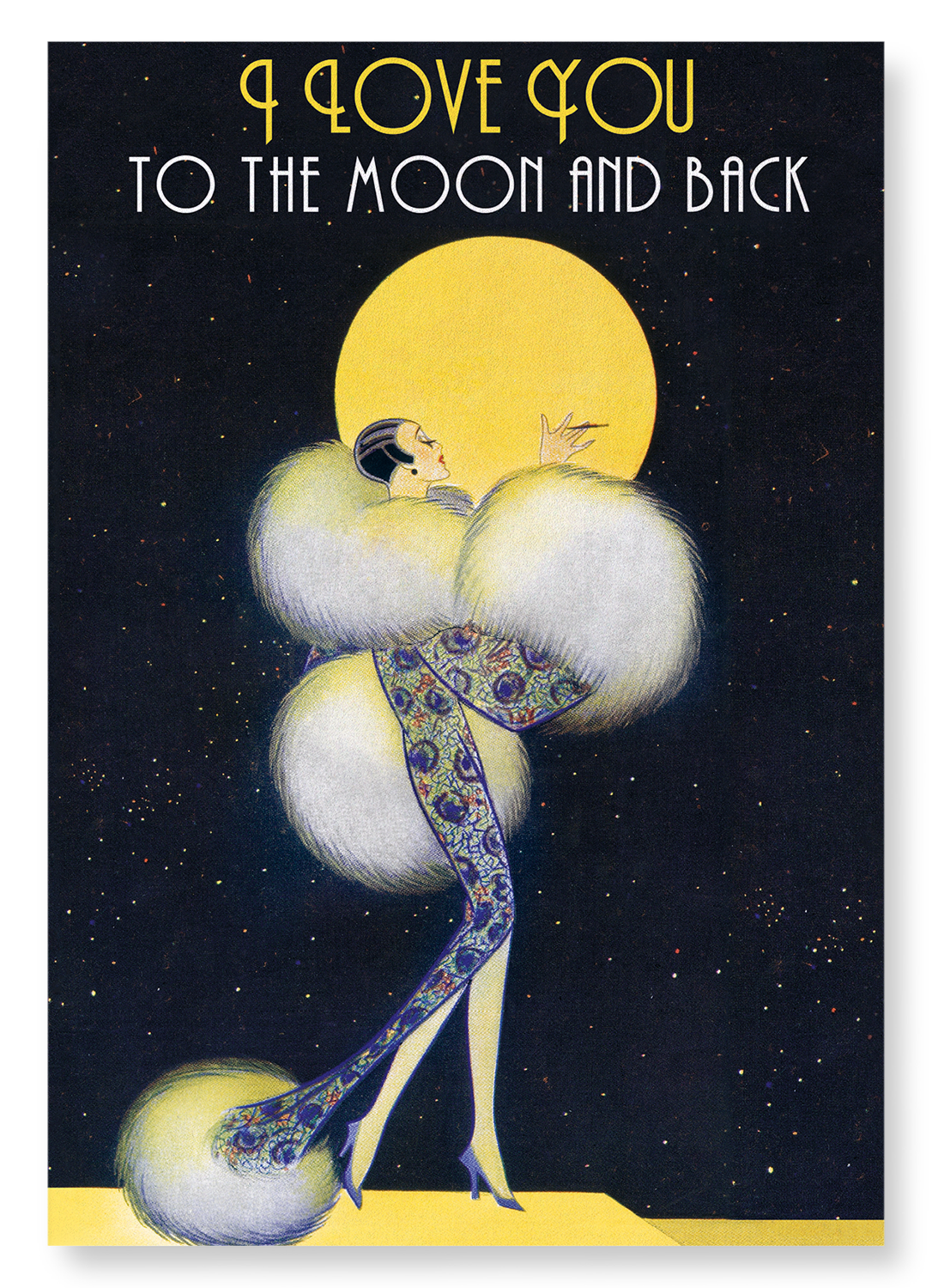 MOON AND BACK: Vintage Art Print