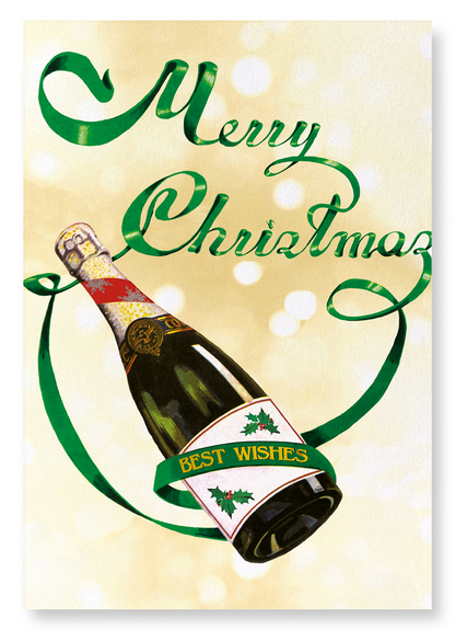 CHAMPAGNE CHRISTMAS BOTTLE: Vintage Art Print