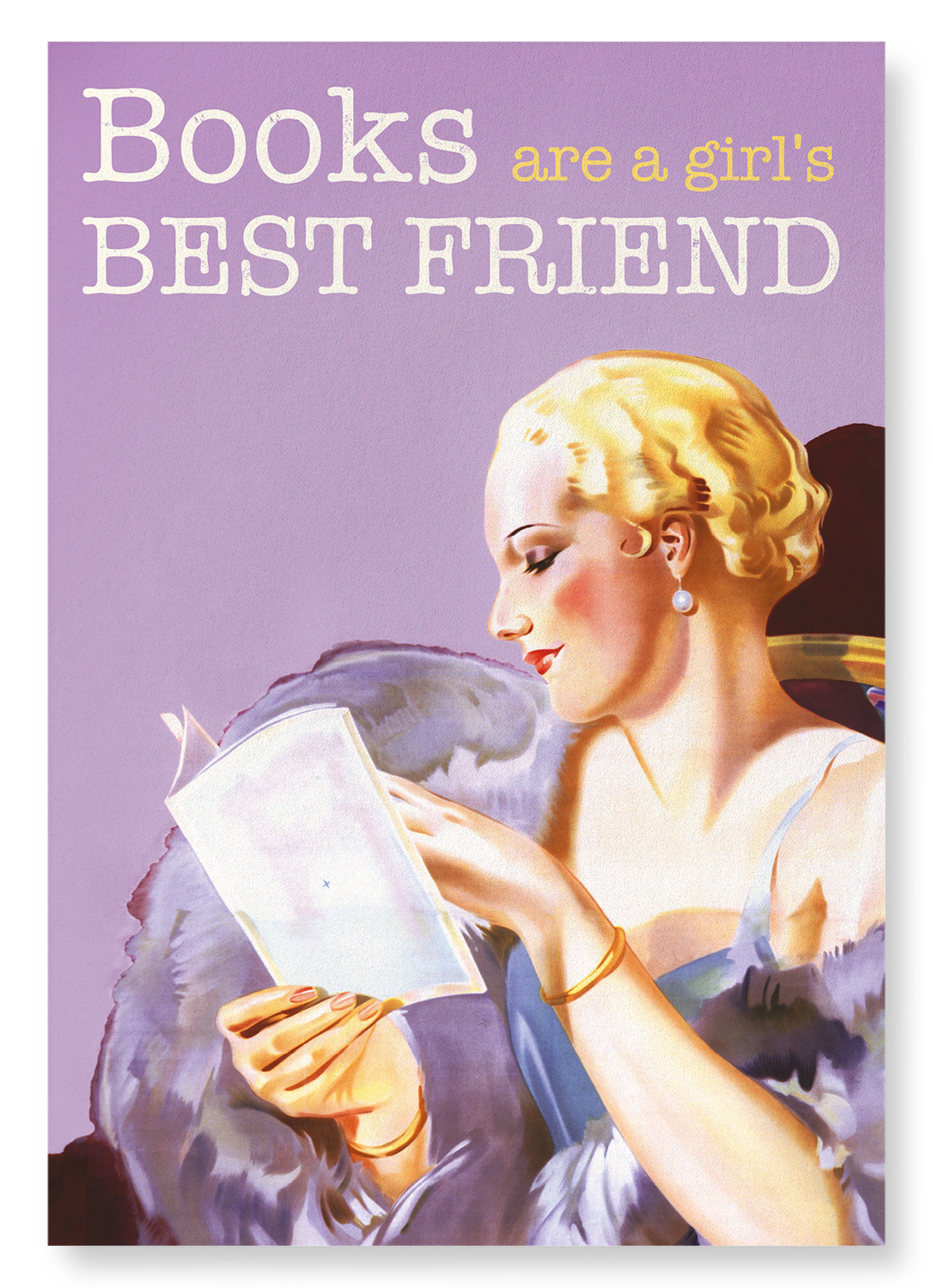BOOKS ARE A GIRL’S BEST FRIEND: Vintage Art Print