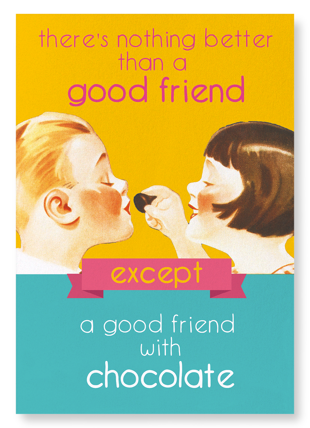 GOOD FRIEND WITH CHOCOLATE: Vintage Art Print