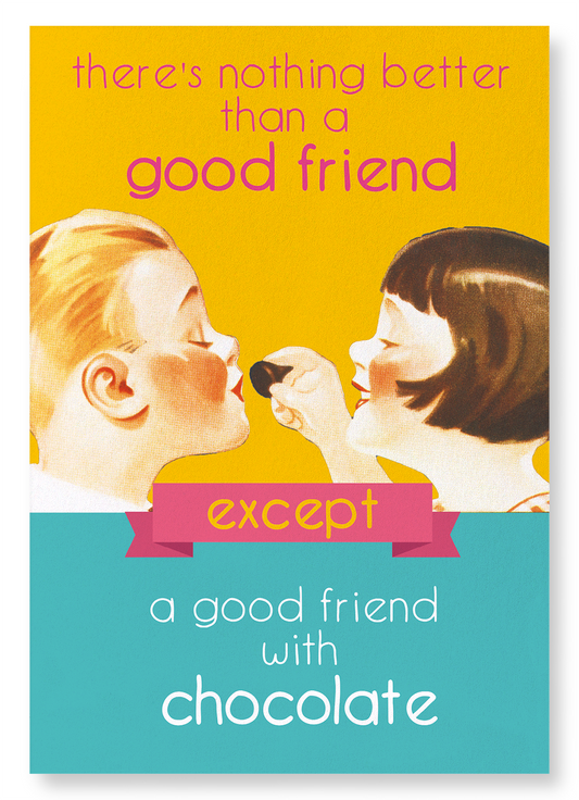 GOOD FRIEND WITH CHOCOLATE: Vintage Art Print