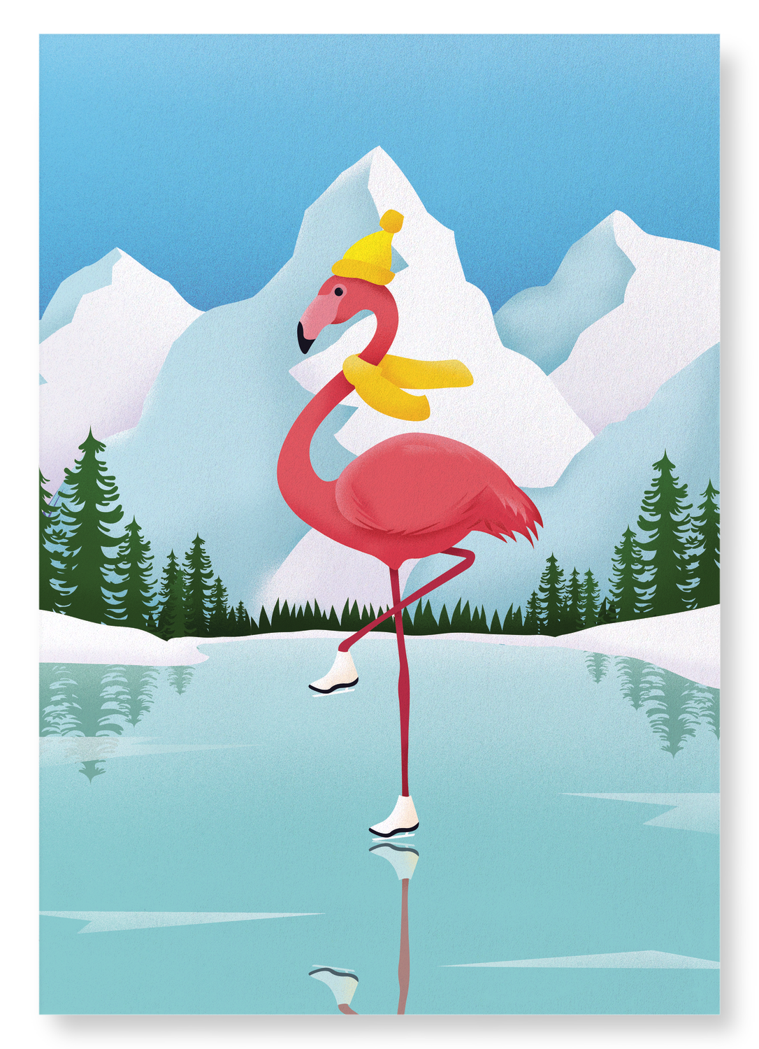 WINTER FLAMINGO: Modern deco Art Print