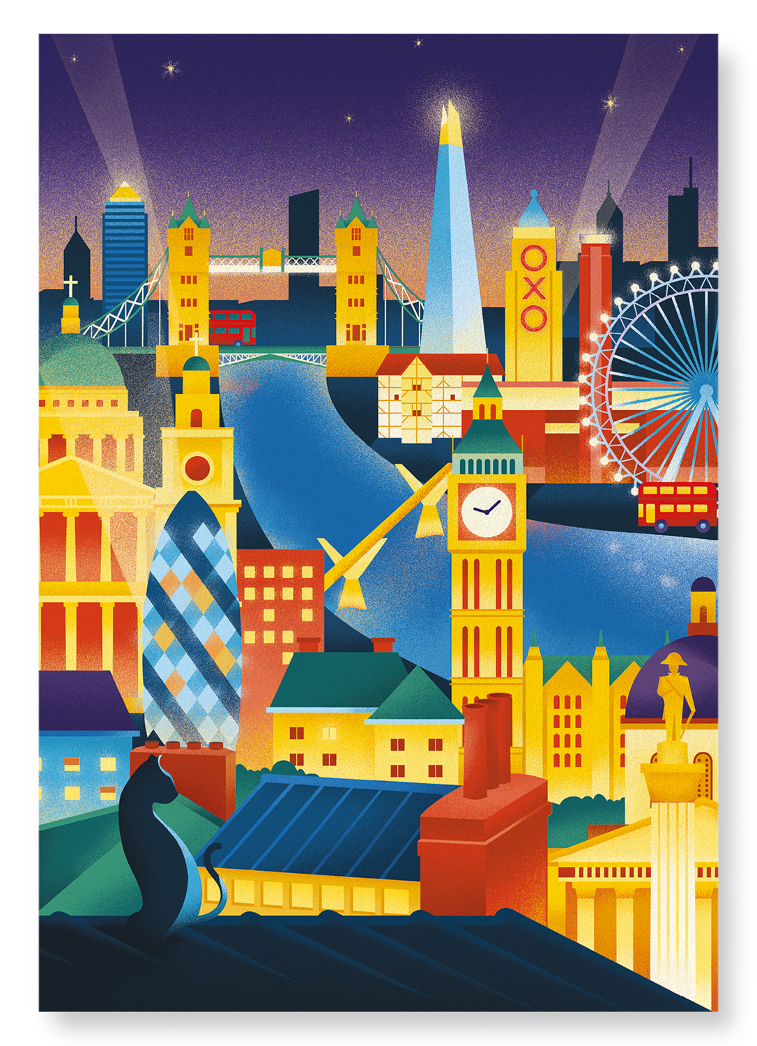 LONDON AT NIGHT: Modern deco Art Print