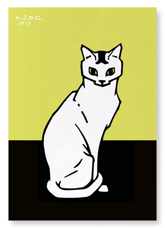 SITTING CAT (1917): Vintage Art Print