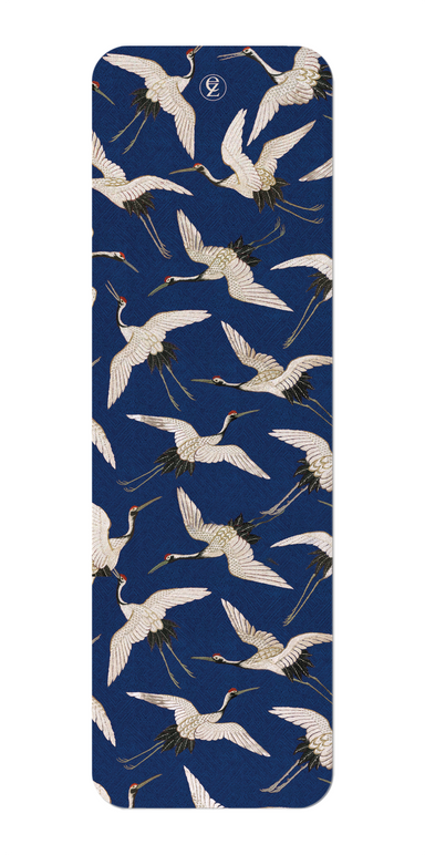 Ezen Designs - Crane embroidery on blue - Bookmark - Front