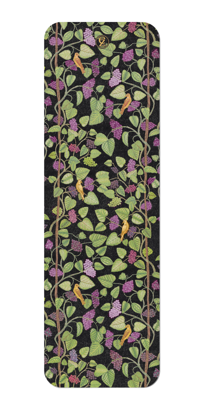 Ezen Designs - Embroidery of Grape Vines on black (16th C.) - Bookmark - Front
