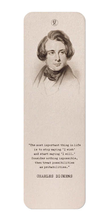 Ezen Designs - Sketch of Charles Dickens (1842) - Bookmark - Front