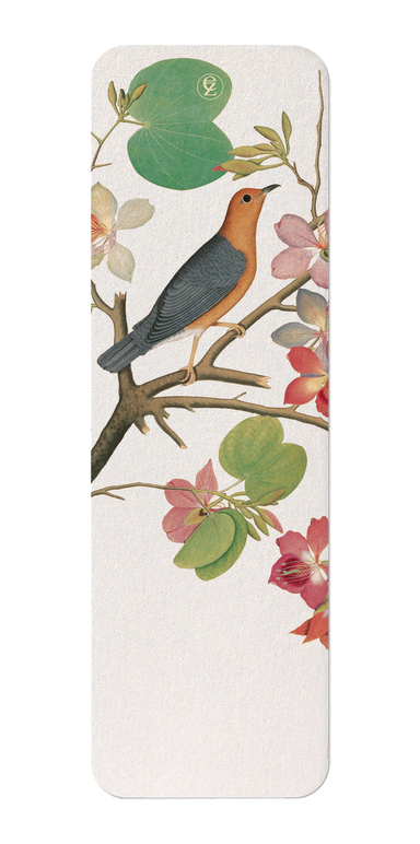 Ezen Designs - Orange bird on orchid Branch (1778) - Bookmark - Front