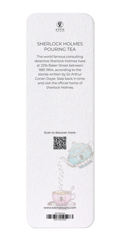 Ezen Designs - Sherlock Holmes pouring tea - Bookmark  - Back