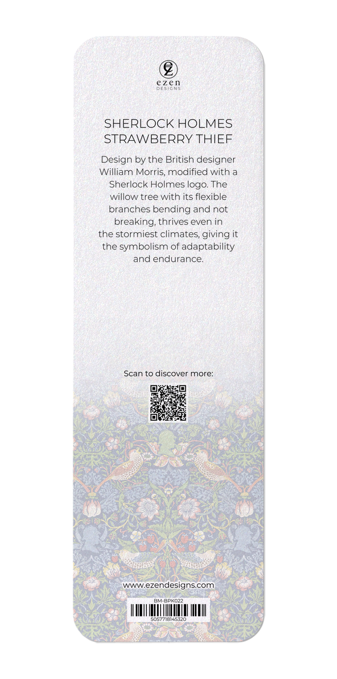 Ezen Designs - Sherlock Holmes Strawberry thief - Bookmark  - Back