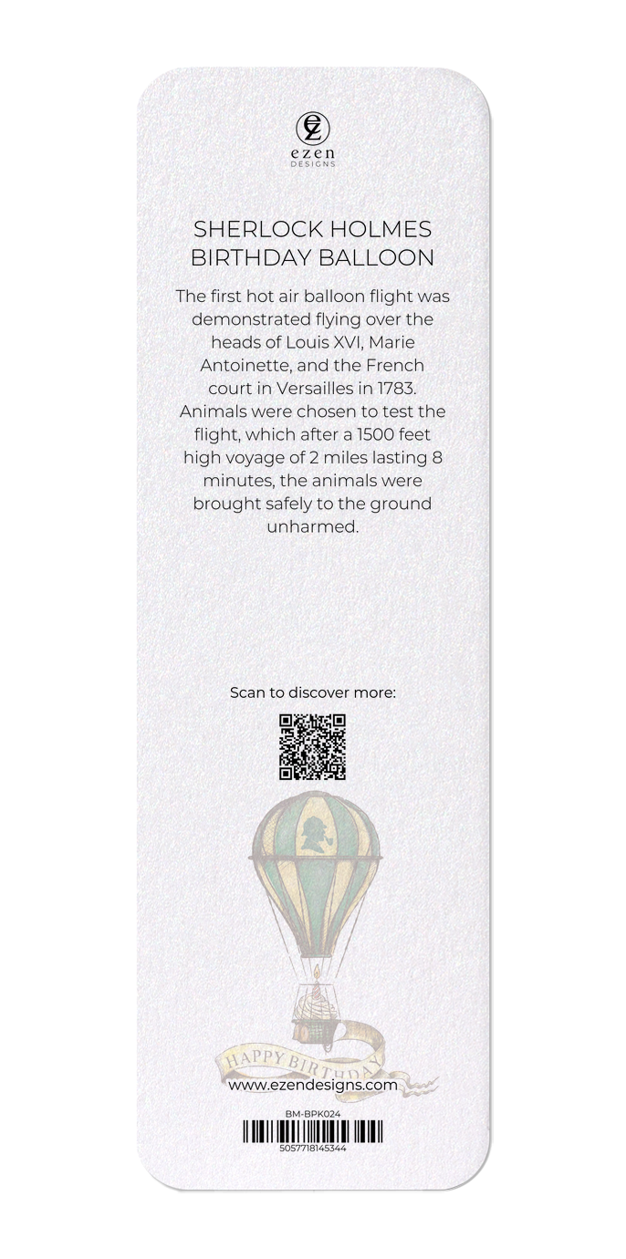 Ezen Designs - Sherlock Holmes Birthday balloon - Bookmark  - Back