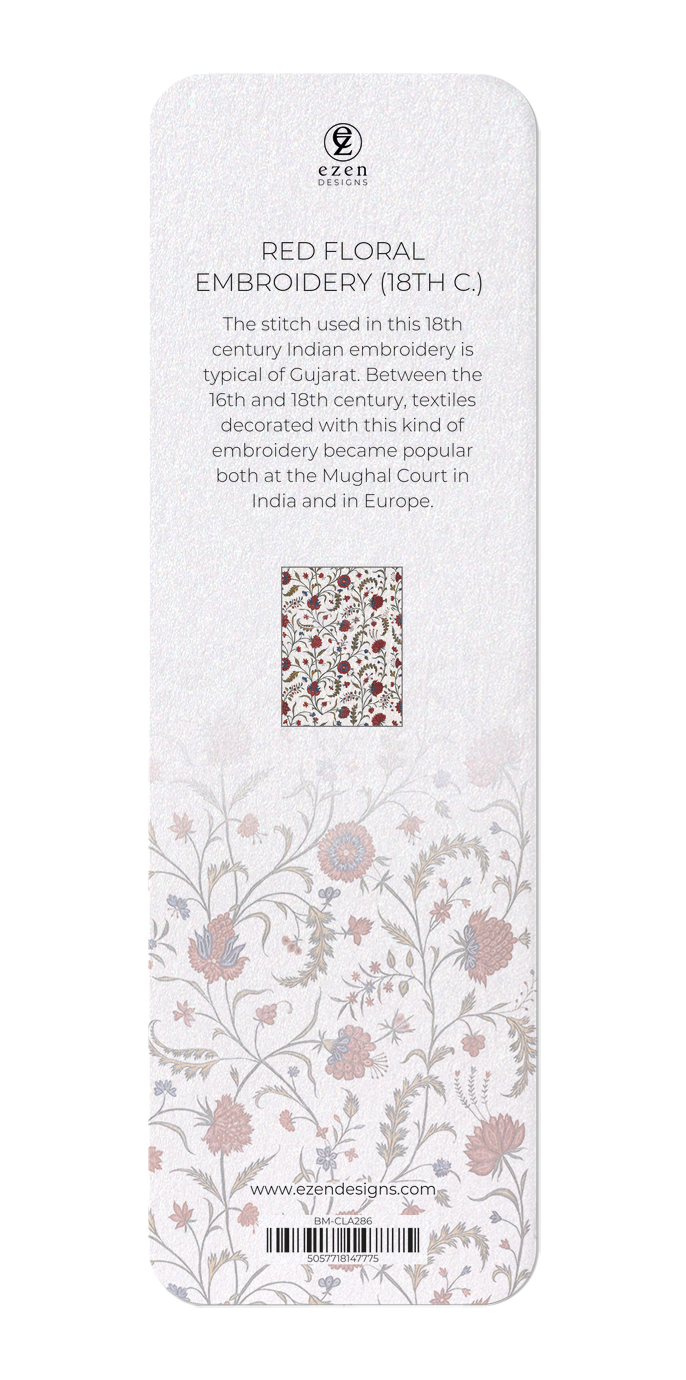 Ezen Designs - Red floral embroidery (18th C.) - Bookmark - Back