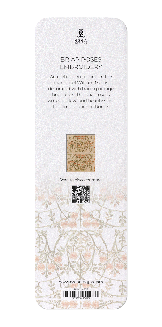 Ezen Designs - Briar roses embroidery - Bookmark - Back