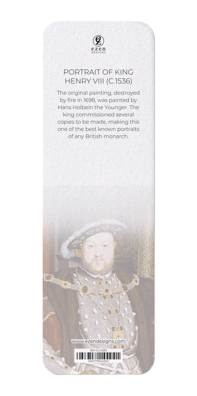 Ezen Designs - Portrait of King Henry VIII (c.1536) - Bookmark - Back