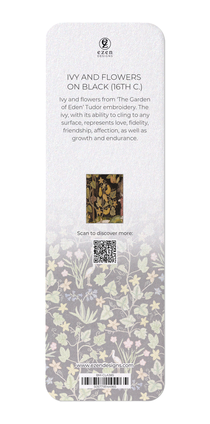 Ezen Designs - Ivy and Flowers on black (16th C.) - Bookmark - Back