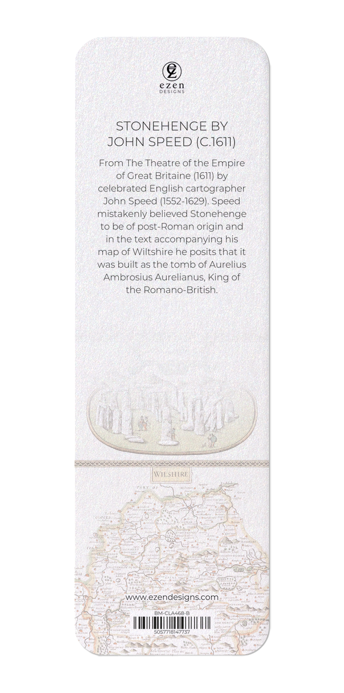 Ezen Designs - Stonehenge by John Speed (c.1611) - Bookmark - Back
