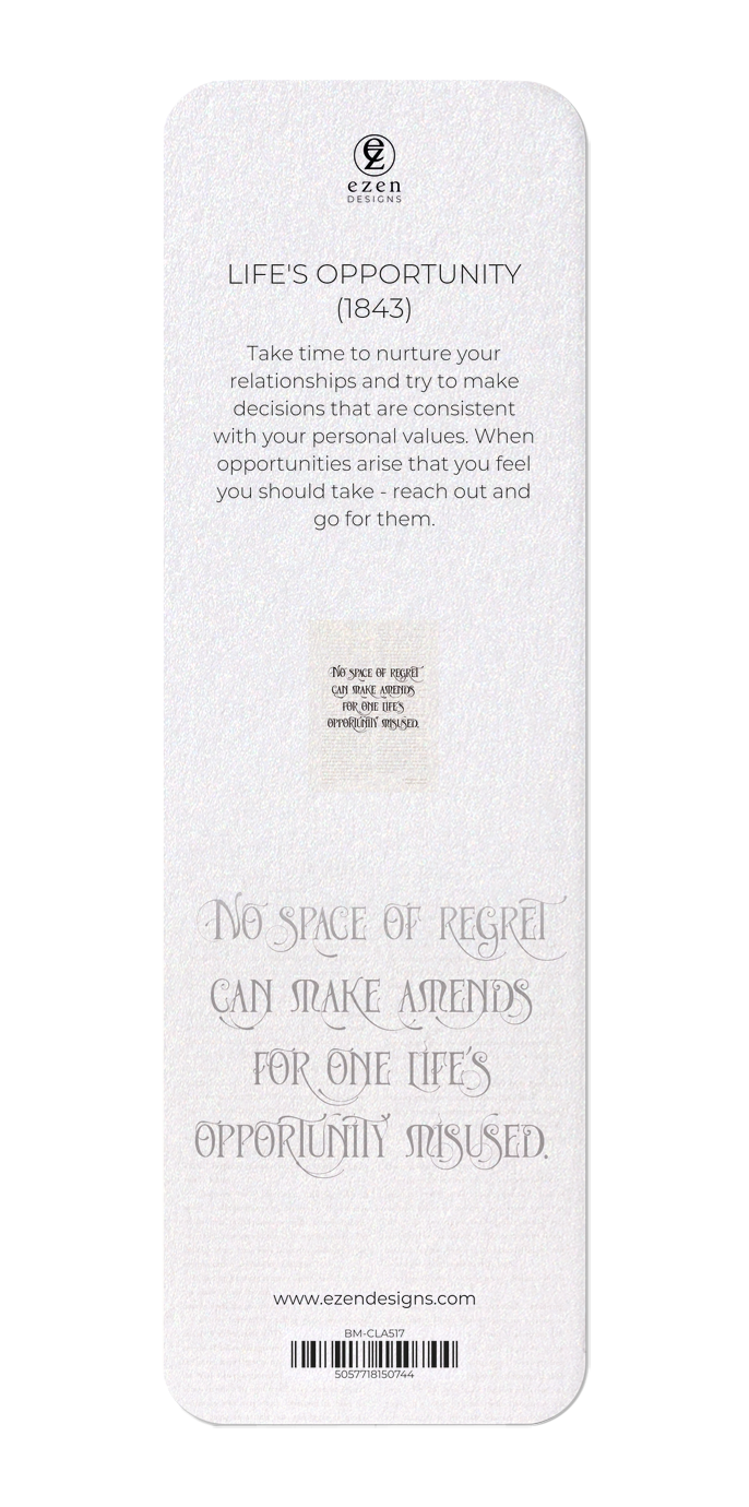 Ezen Designs - Life's Opportunity (1843) - Bookmark - Back