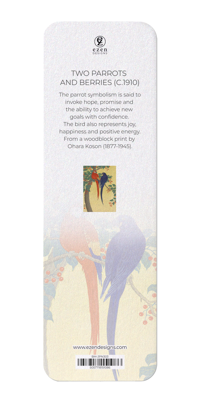 Ezen Designs - Two parrots and berries (C.1910) - Bookmark - Back