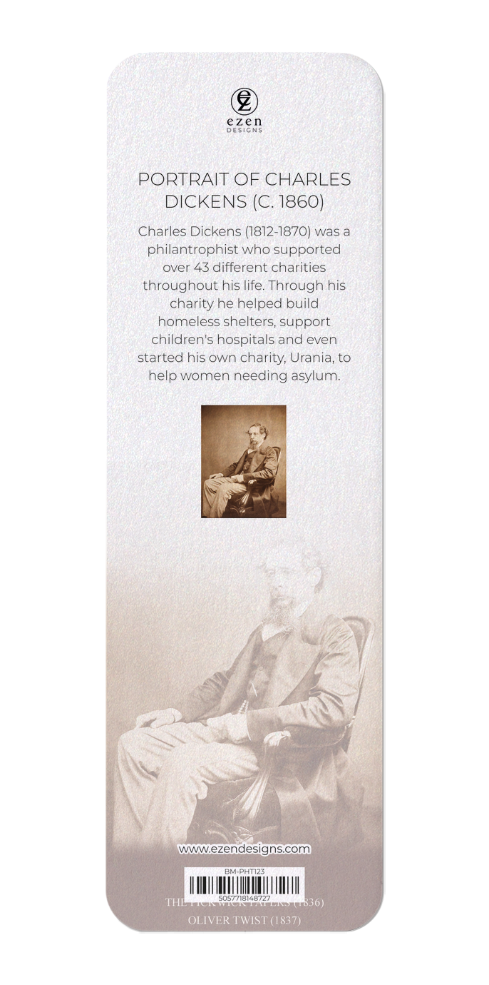 Ezen Designs - Portrait of Charles Dickens (c. 1860) - Bookmark - Back
