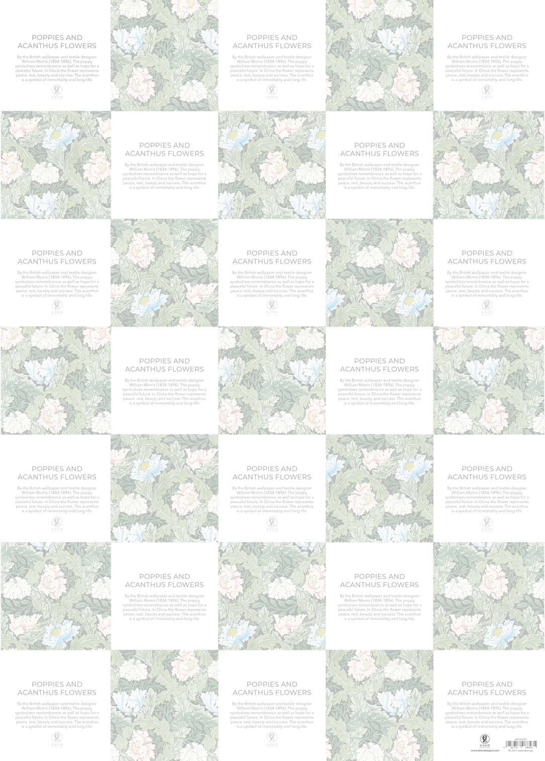 POPPIES AND ACANTHUS FLOWERS: Wrapping Paper