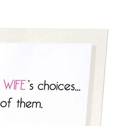 WIFE'S CHOICES: Funny Animal Art Print