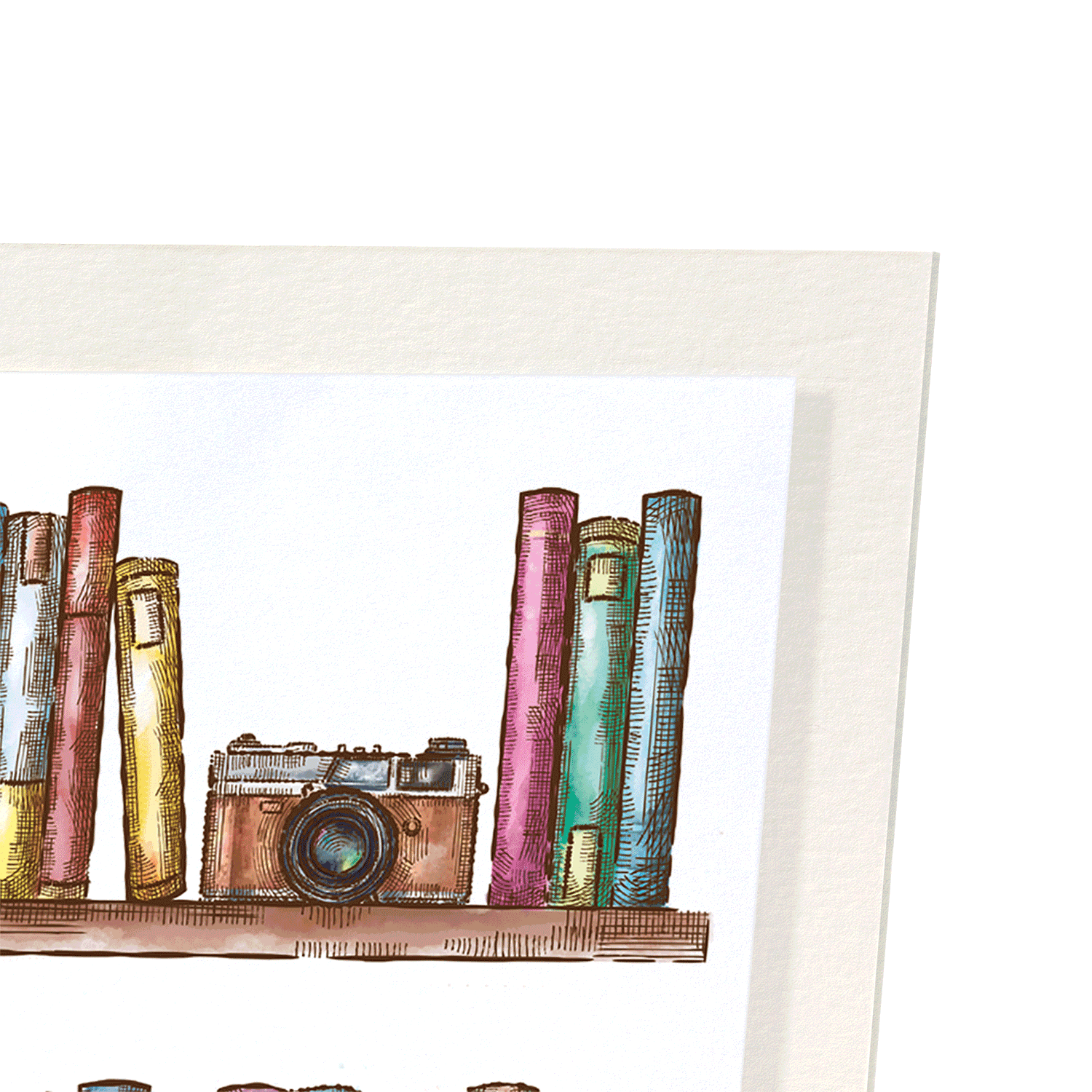 BOOKSHELF WITH CAT AND MOUSE: Victorian Art Print