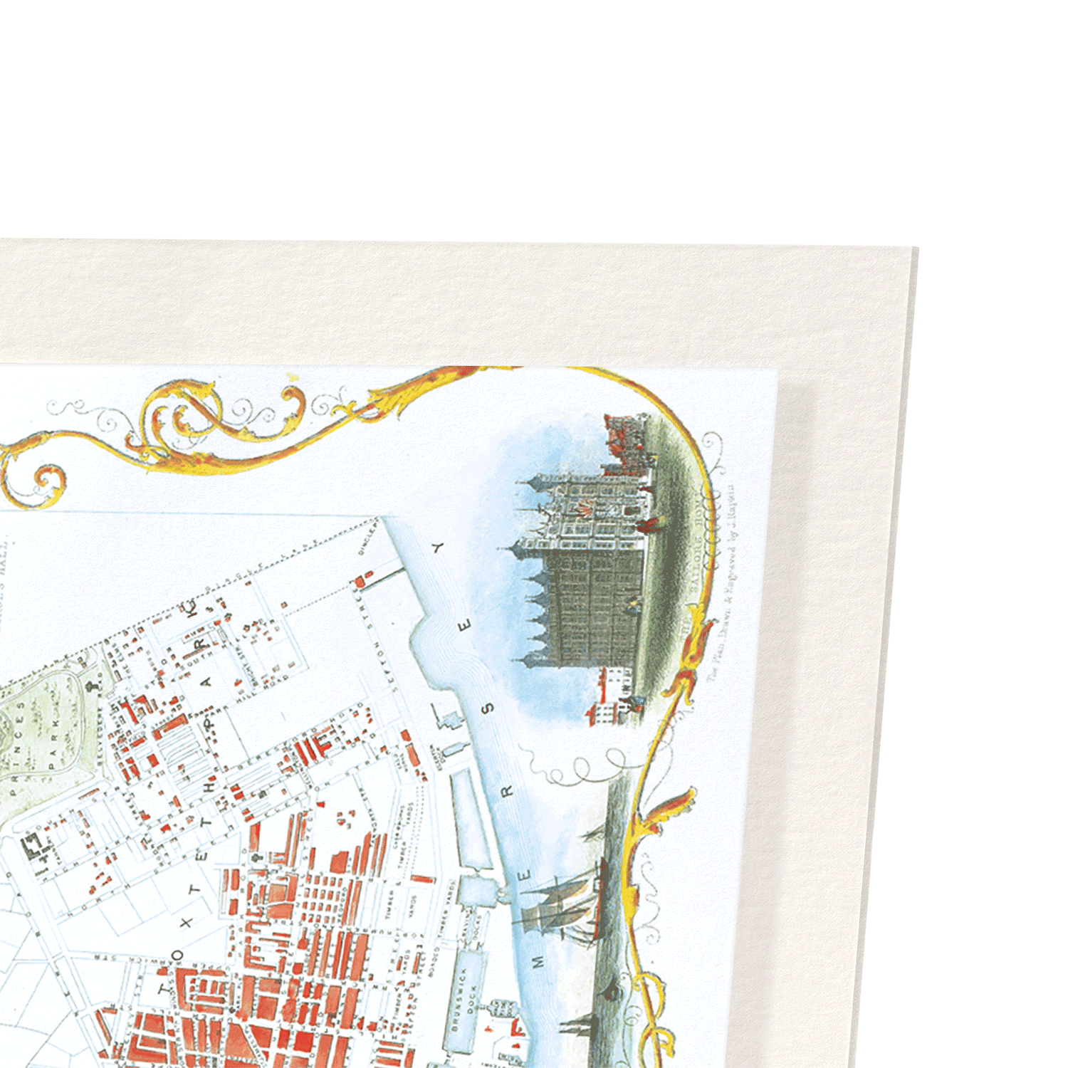 MAP OF LIVERPOOL (1851): Map antique Art Print