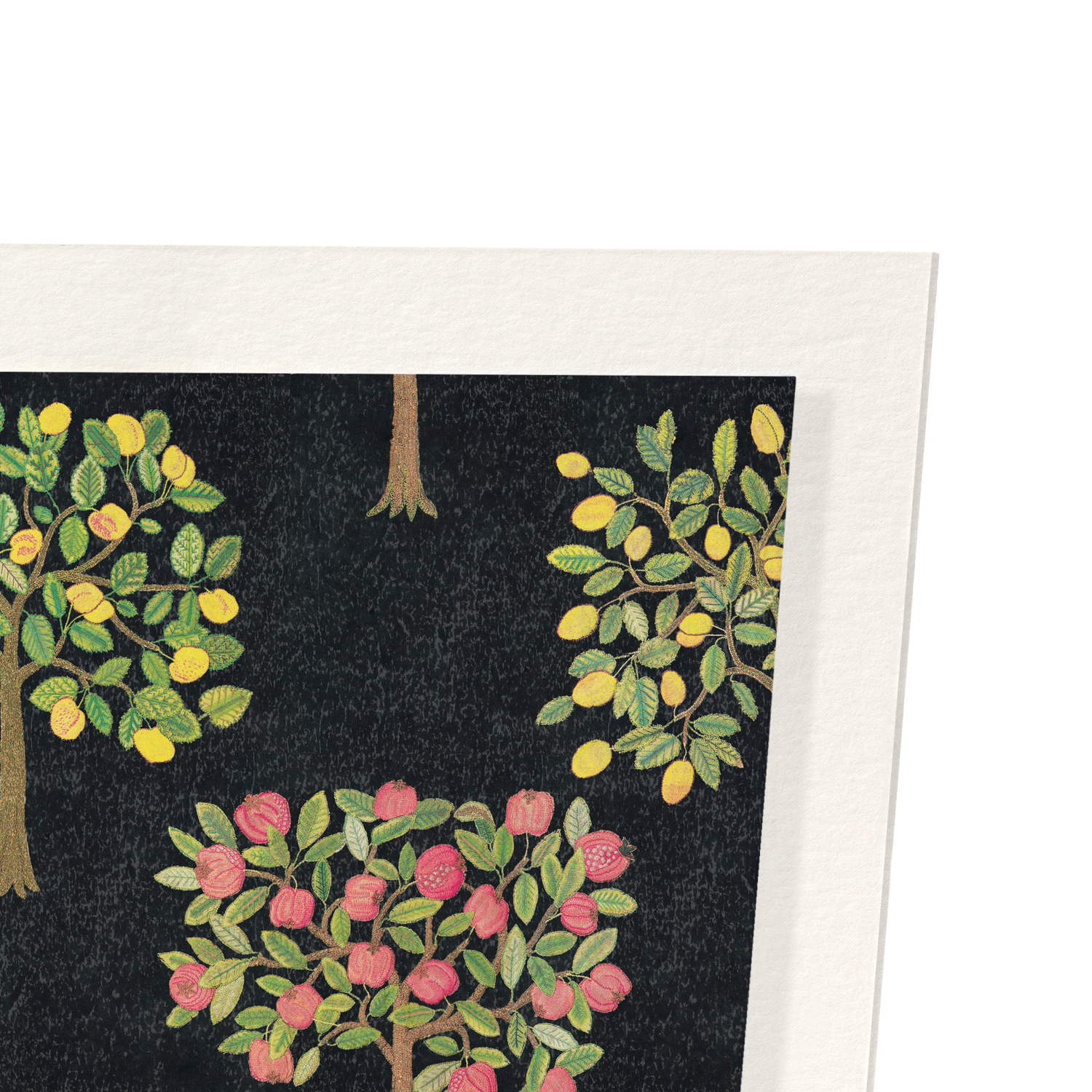POMEGRANATE AND LEMON TREES ON BLACK (16THC): Pattern Art Print
