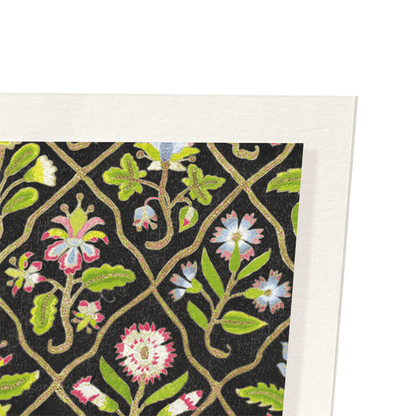 FLORAL EMBROIDERY ON BLACK (17TH C.): Pattern Art Print