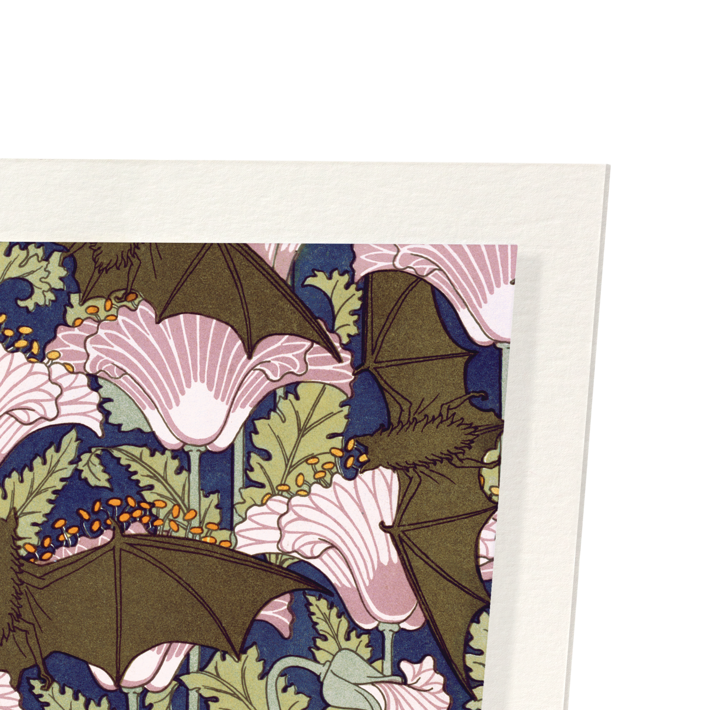 BATS AND POPPIES (1897): Pattern Art Print