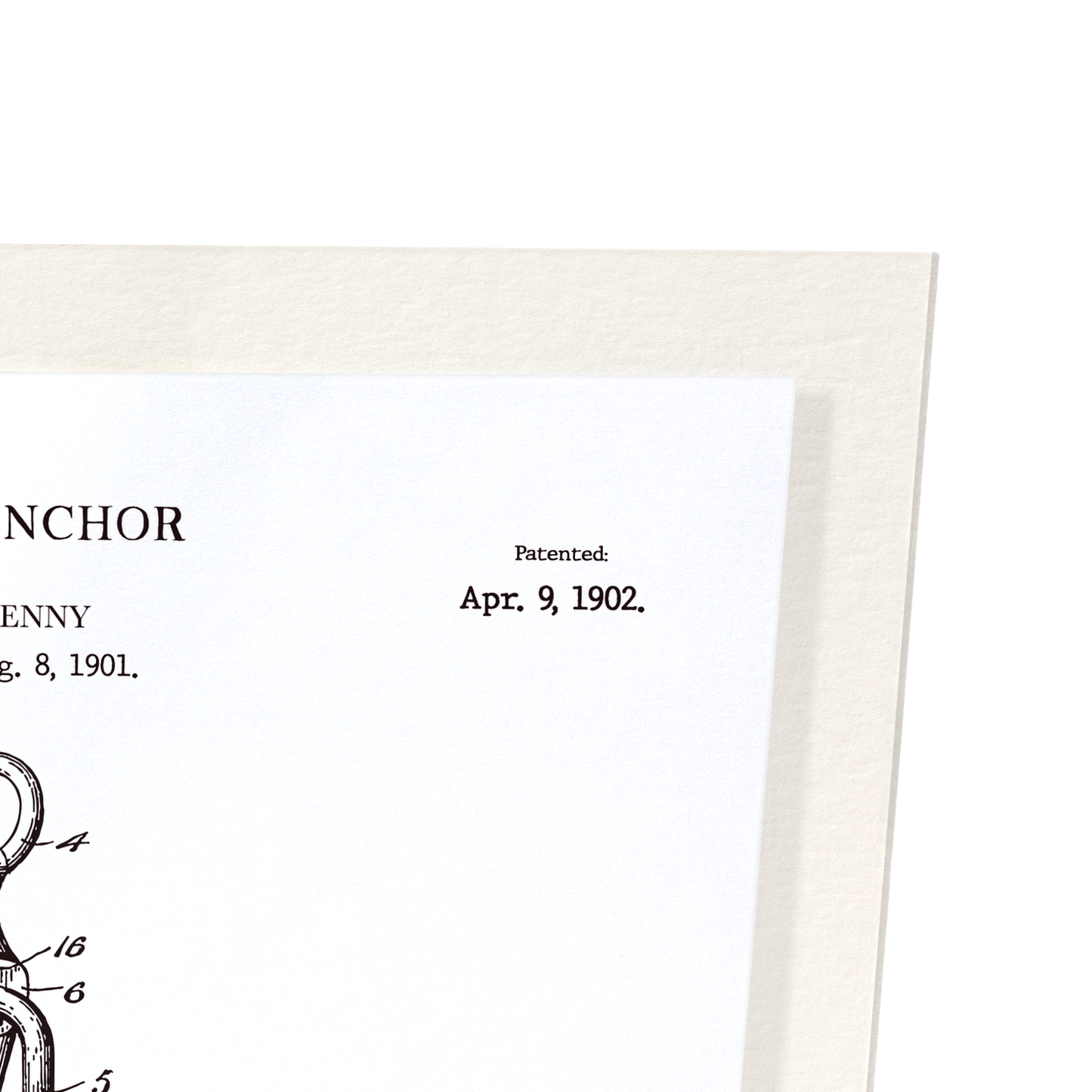 BREVET D'ANCRE DE NAVIRE (1902): Patent Art Print