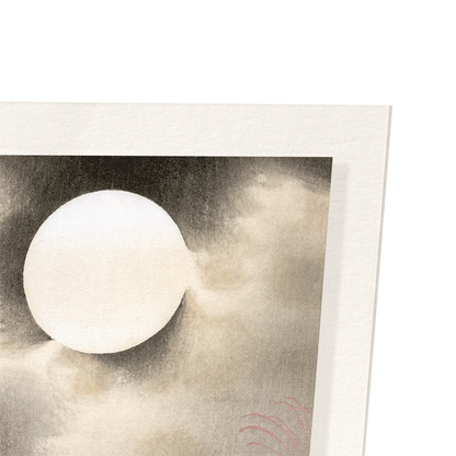 FLOWERS AND FULL MOON: Japanese Art Print