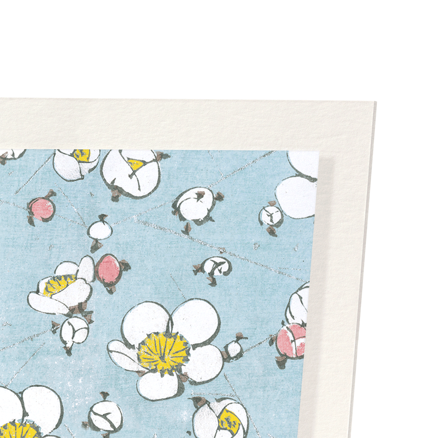 PLUM BLOSSOMS ON BLUE: Japanese Art Print
