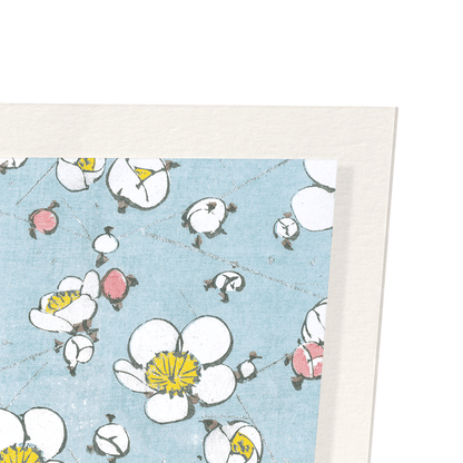 PLUM BLOSSOMS ON BLUE: Japanese Art Print