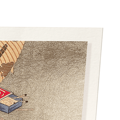 CAT CATCHING A MOUSE: Japanese Art Print