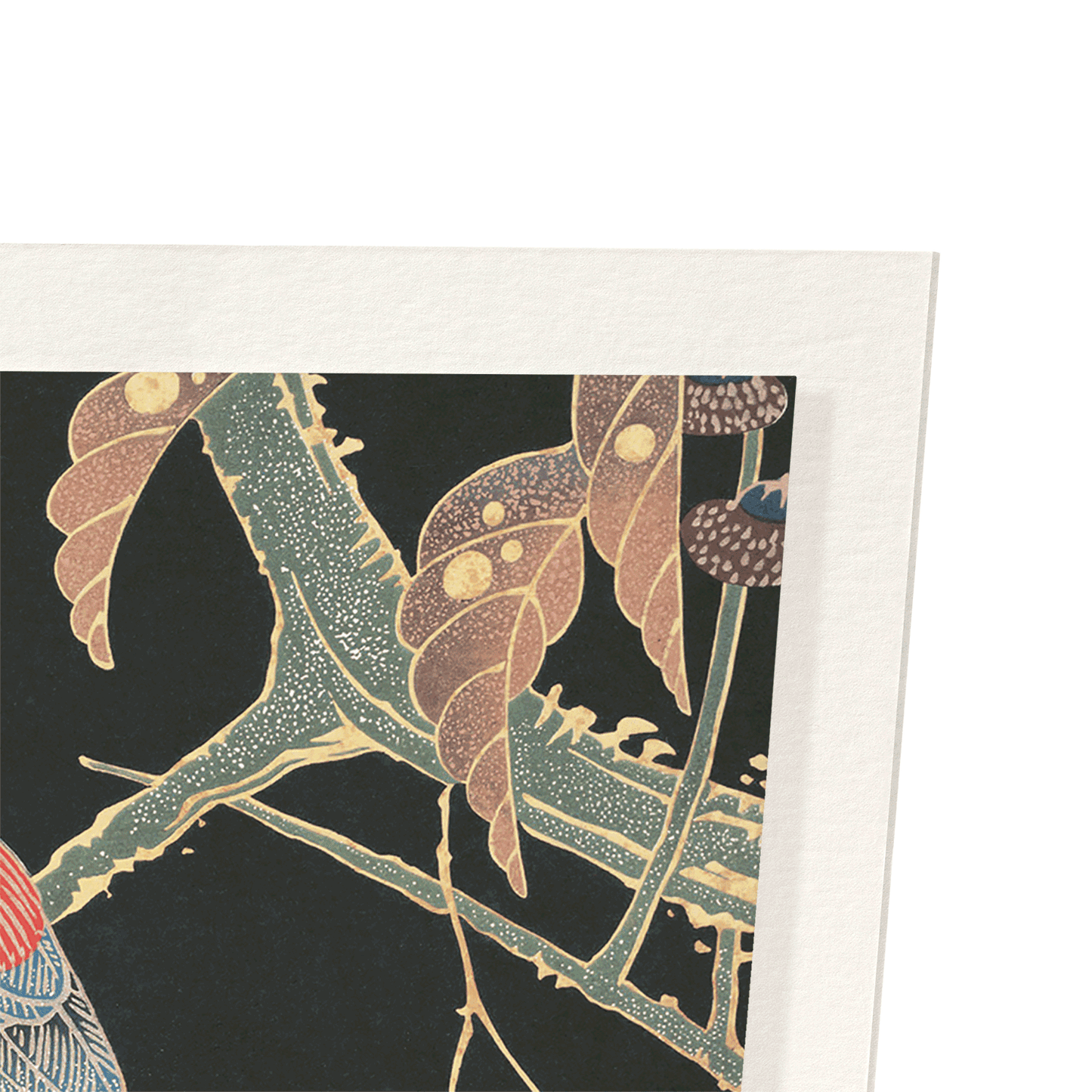 RED PARROT ON A BRANCH (C.1900): Japanese Art Print