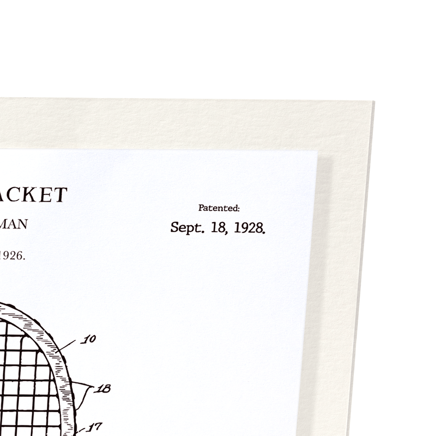 PATENT OF TENNIS RACKET (1928): Patent Art Print