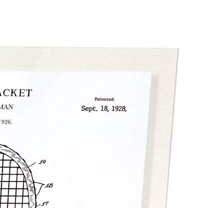 PATENT OF TENNIS RACKET (1928): Patent Art Print