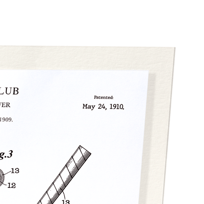 PATENT OF GOLF CLUB (1910): Patent Art Print