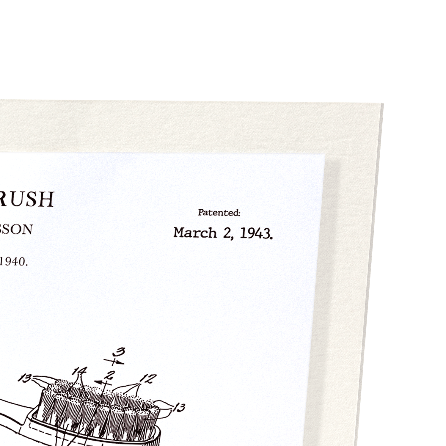 PATENT OF TOOTHBRUSH (1943): Patent Art Print