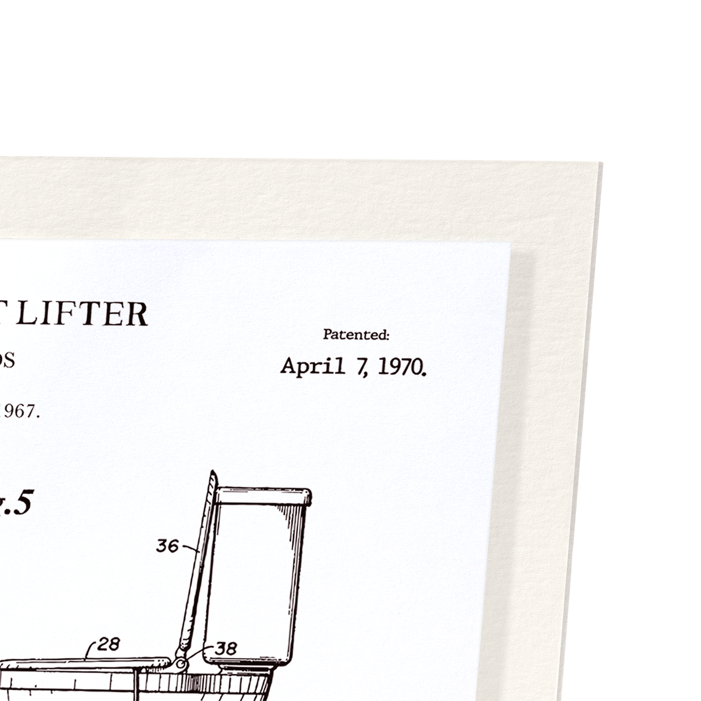 PATENT OF TOILET SEAT LIFTER (1970): Patent Art Print