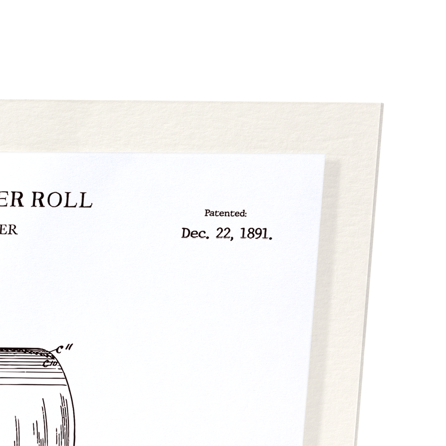 PATENT OF TOILET PAPER ROLL (1891): Patent Art Print