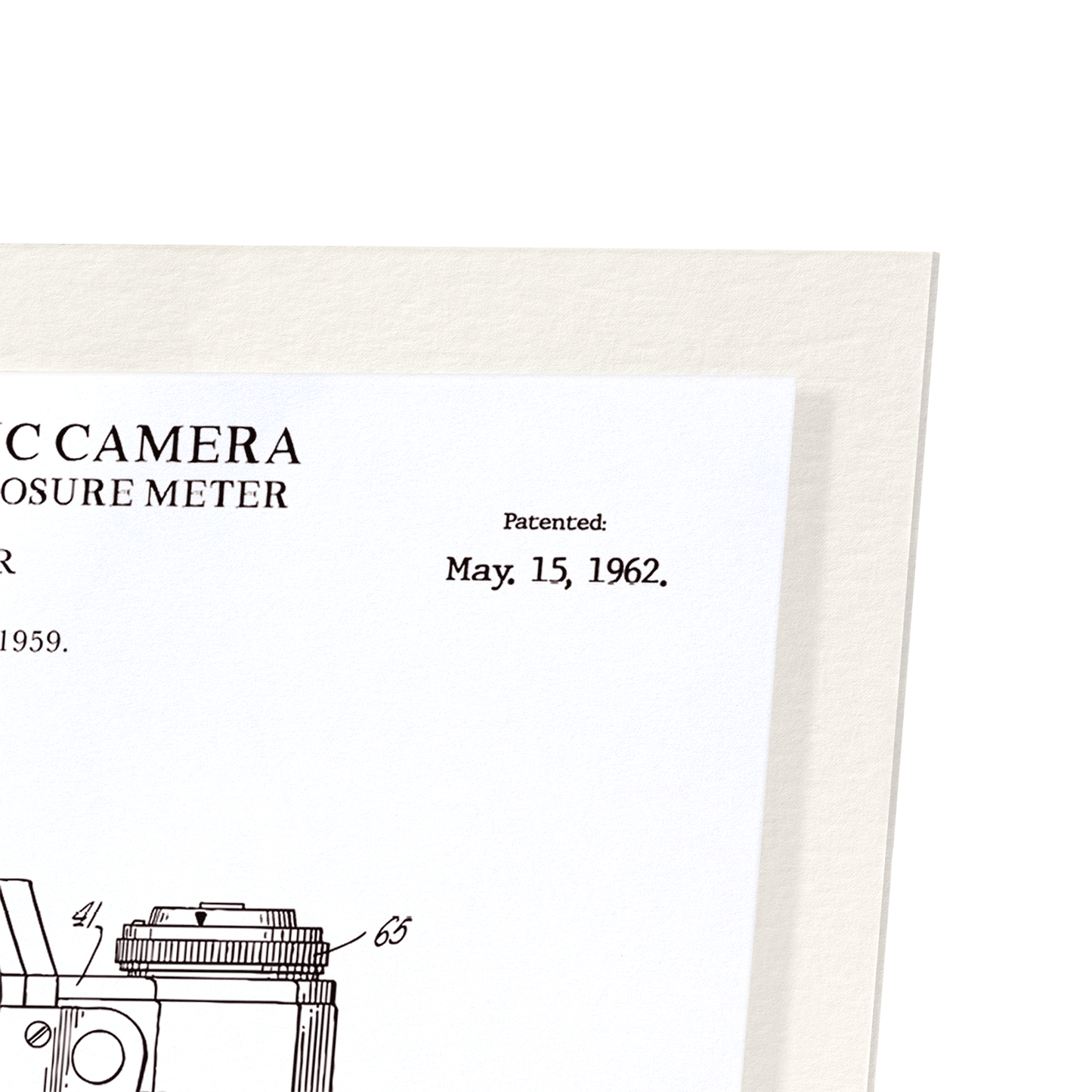 PATENT OF PHOTOGRAPHIC CAMERA  (1962): Patent Art Print