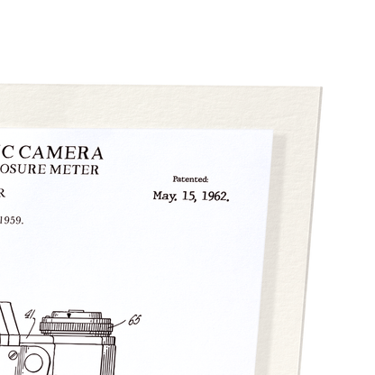 PATENT OF PHOTOGRAPHIC CAMERA  (1962): Patent Art Print
