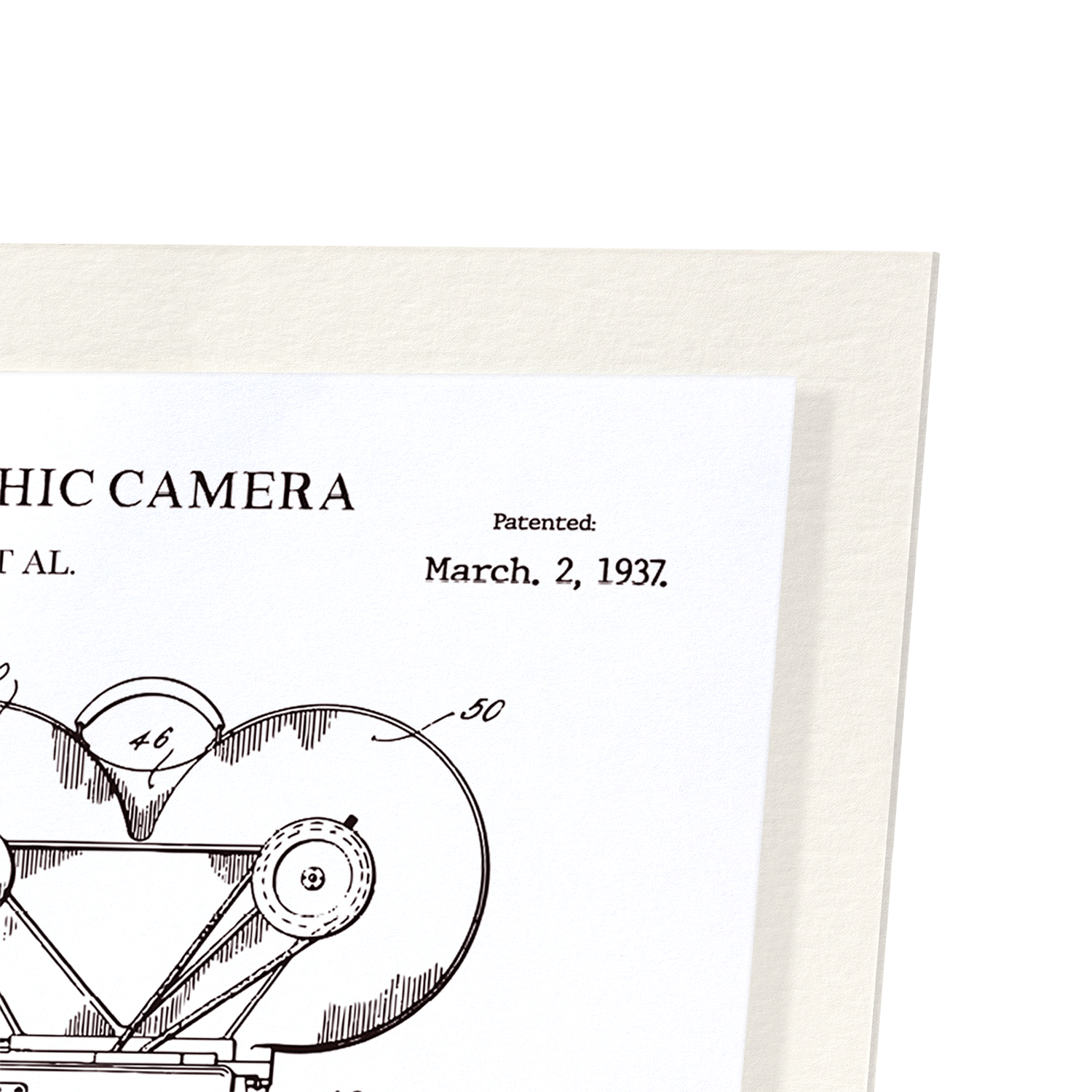 PATENT OF CINEMATOGRAPHY CAMERA (1937): Patent Art Print