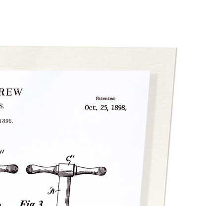PATENT OF CORKSCREW (1898): Patent Art Print