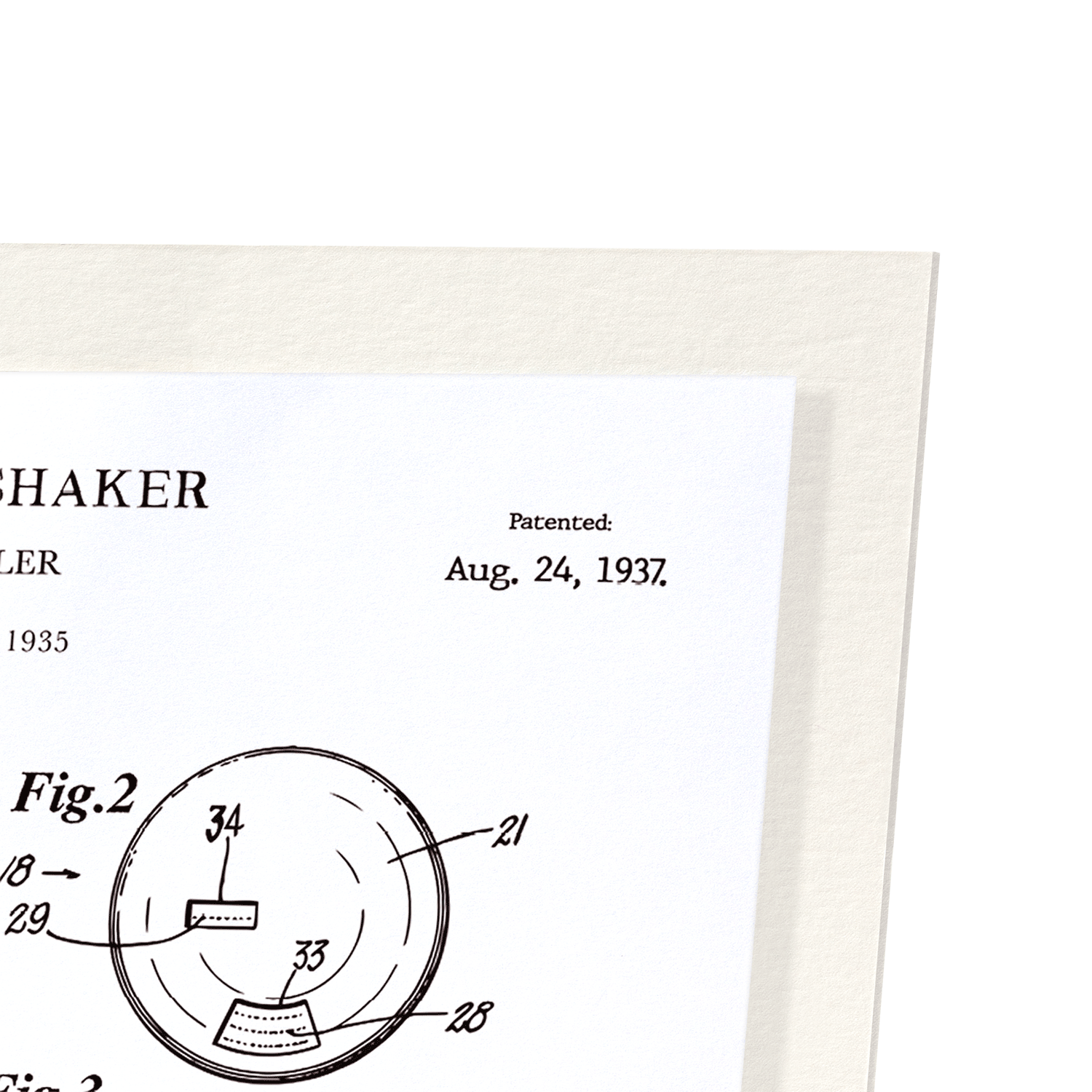PATENT OF COCKTAIL SHAKER (1937): Patent Art Print