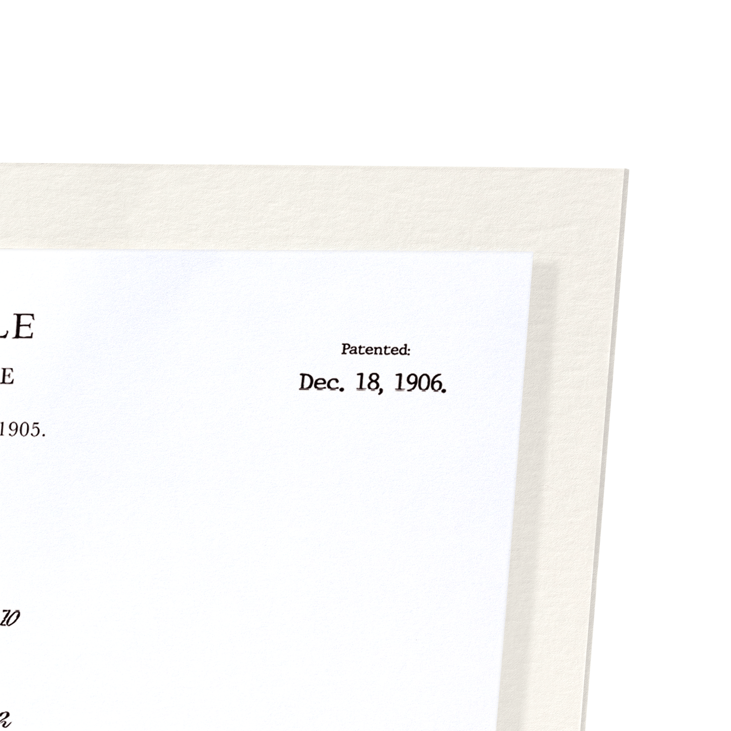PATENT OF BOTTLE (1906): Patent Art Print