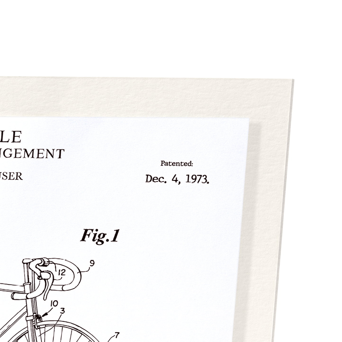 PATENT OF BICYCLE BRAKE ARRANGEMENT (1973): Patent Art Print