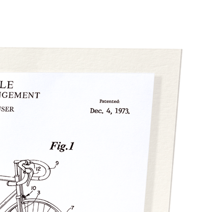 PATENT OF BICYCLE BRAKE ARRANGEMENT (1973): Patent Art Print